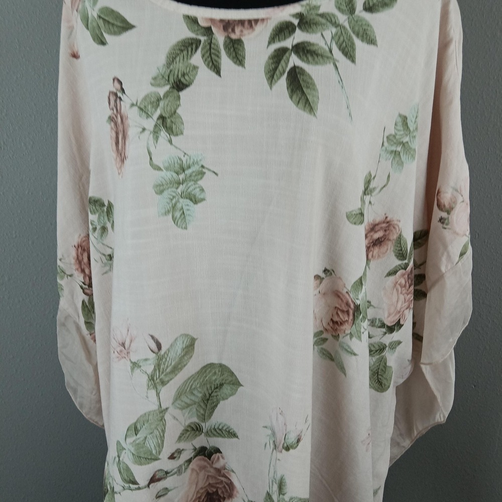 Tempo Paris Blouse Womens Small Floral Sheer Silk Cotton Tunic Top 7310 - Picture 5 of 14